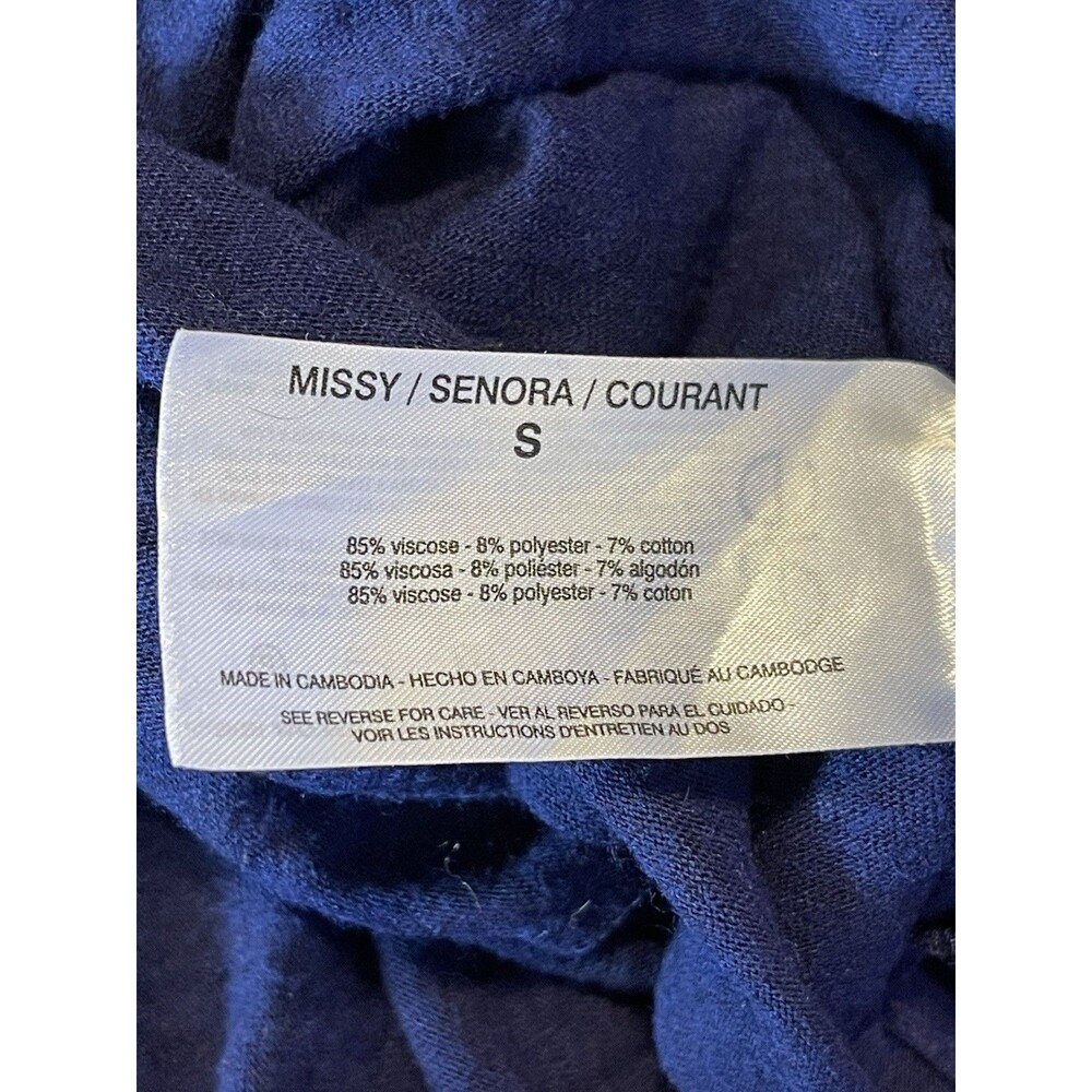 Jessica Simpson Dress Midi Small Short Sleeve Slit Blue Minimalist Coastal Boho - Picture 8 of 10